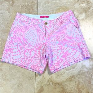 Lilly Pulitzer 7” Jayne Knit Shorts in Pelican Pink Sea Cups